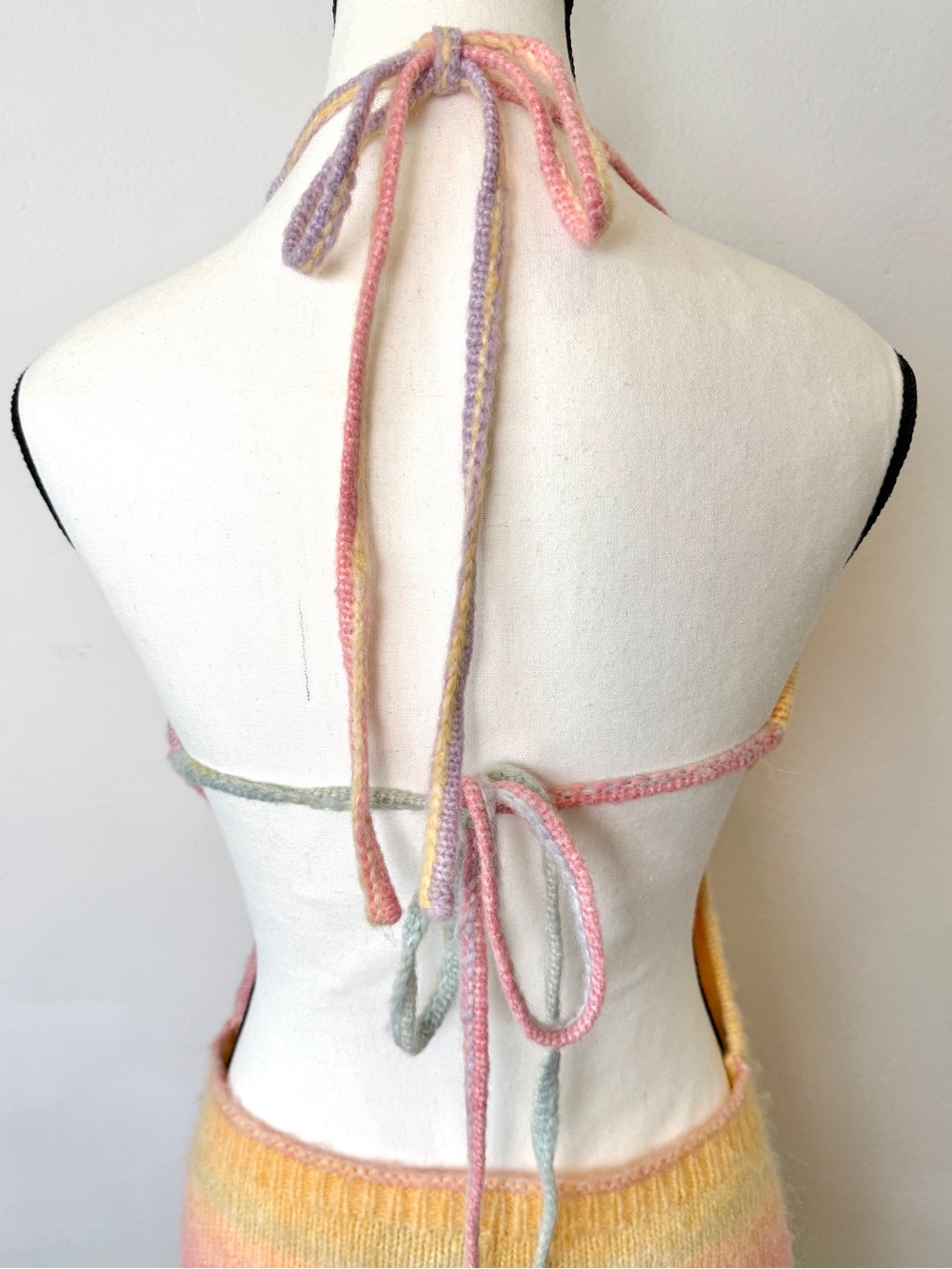 Frankies Bikinis Debbie Knit Dress Cotton Candy Pastel Rainbow Halter Mini Small - Picture 10 of 11
